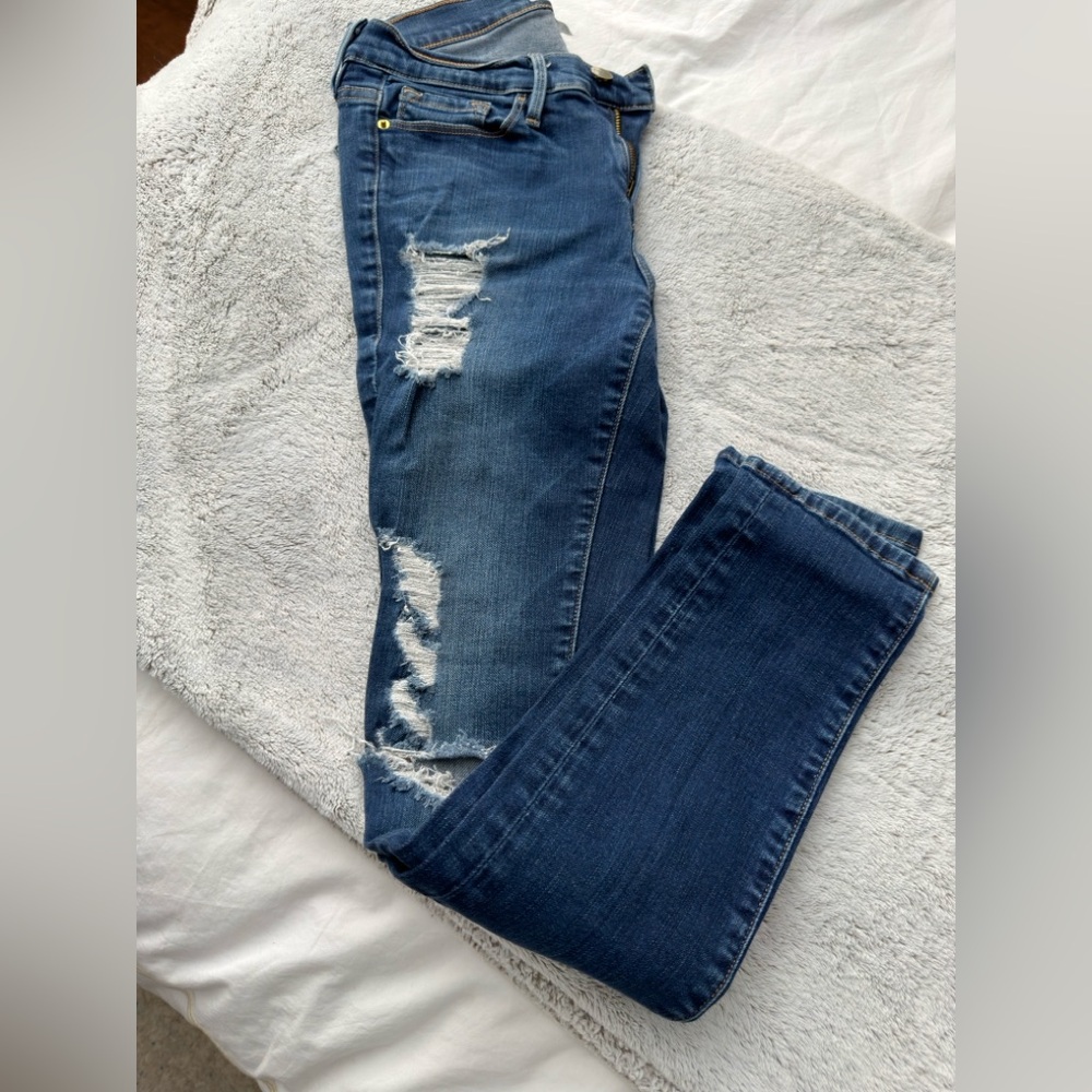 Frame Denim Women's Ripped Blue Skinny Jeans